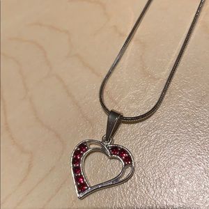 Sterling silver heart necklace with granite stones